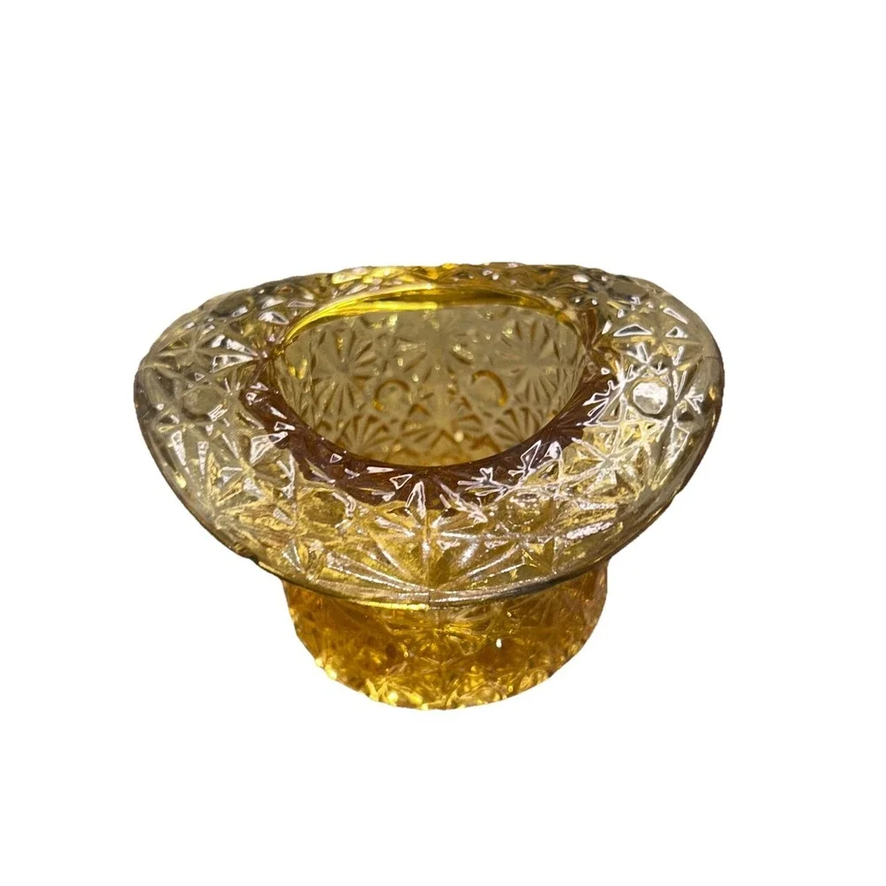 Fenton Amber Gold Daisy & Button Top Hat Vase Art Glass Unmarked